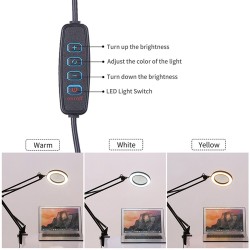 Черная настольная лампа с 5Х увеличительным стеклом Питание от USB ___KRY560/710 (259)