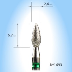 №10C Алмазна Пламеподібна Фреза 6.7х2.6 мм Великої Абразивності ___KRY016/018 (1693)